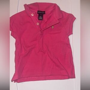 Polo Ralph Lauren Girls Pink Short Sleeve Mesh Polo Shirt Size 5